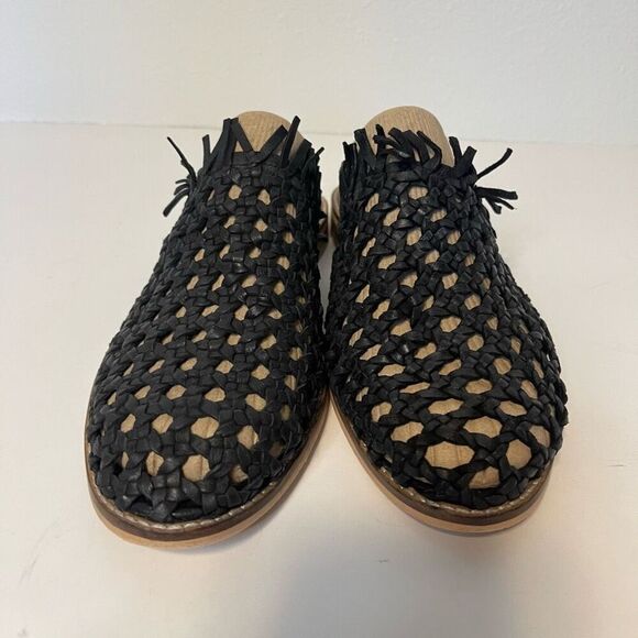 Free People Mirage Woven Black Flat Mules Size 40 - Picture 2 of 9